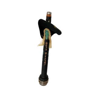 Halloween Witch Figure Primitive Folk Art Hand Painted Spool Artisan Made